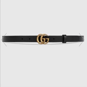 Gucci GG Marmont leather belt with shiny buckle